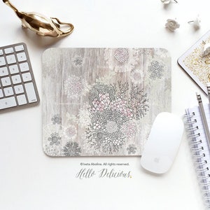 Mouse Pad Winter Latte Mouse Pad Floral Mouse Pad Office Mouse Pad Personalized Mouse Pad Desk Accessories Mouse Pad Round Mouse Pad I14d