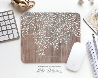 Mouse Pad Floral Mouse Pad Faux Wood Mouse Pad Office Mouse Pad Personalized Mouse Pad Desk Accessories Mouse Pad Round Mouse Pad T138
