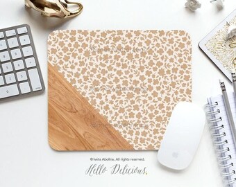Mouse Pad Floral Mouse Pad Faux Wood Mouse Pad Office Mouse Pad Personalized Mouse Pad Desk Accessories Mouse Pad Round Mouse Pad 231.