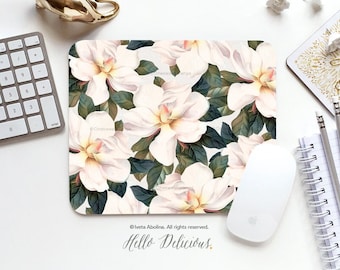 Mouse Pad Magnolia Mouse Pad Floral Mouse Pad Office Mouse Pad Personalized Mouse Pad Desk Accessories Mouse Pad Round Mouse Pad 66