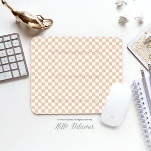 Mouse Pad Check Tan Beige Mouse Pad Mouse Pad Office Mouse Pad Personalized Mouse Pad Desk Accessories Mouse Pad Round Mouse Pad 62.