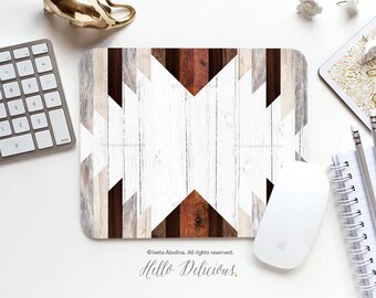 Mouse Pad Geometric Mouse Pad Faux Wood Mouse Pad Office Mouse Pad Personalized Mouse Pad Desk Accessories Mouse Pad Round Mouse Pad 04