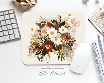 Mouse Pad Boho Floral Mouse Pad Floral Mouse Pad Office Mouse Pad Personalized Mouse Pad Desk Accessories Mouse Pad Round Mouse Pad 59