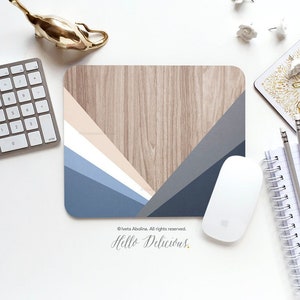 Mouse Pad Wood Chevron Mouse Pad Geometric Mouse Pad Office Mouse Pad Personalized Mouse Pad Desk Accessories Mouse Pad Round Mouse Pad 190