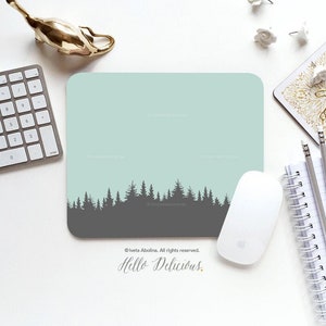 Mouse Pad Mint Forest Mouse Pad Trees Mouse Pad Office Mouse Pad Personalized Mouse Pad Desk Accessories Mouse Pad Round Mouse Pad 13