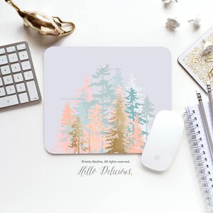 Mouse Pad Blush Forest Mouse Pad Forest Mouse Pad Office Mouse Pad Personalized Mouse Pad Desk Accessories Mouse Pad Round Mouse Pad I41