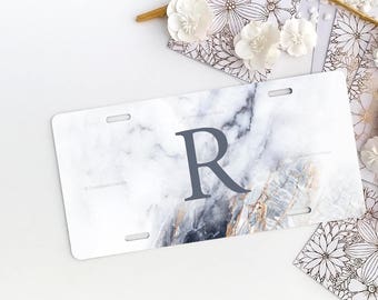 Marble Car License Plate Personalized License Plate Frame Marble Car Plate Frame Individualized Car License Plate Frame Set 26.