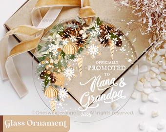 Adorno de cristal personalizado "Ascendidos a abuelos" - Regalo de Navidad para abuelos - Recuerdo nº 661