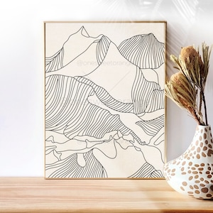 Mountain Line Art Line Art Poster Line Drawing Print Line Art Modern Art Minimalist Poster Mountain Line Art Print Modern Wall Art B384