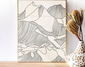 Mountain Line Art Line Art Poster Line Drawing Print Line Art Modern Art Minimalist Poster Mountain Line Art Print Modern Wall Art B384