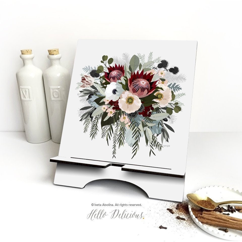 Protea Ipad Stand Large Protea Cookbook Boho Floral Mini Docking Samsung Smartphone 15.