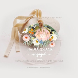 Acrylic Engaged Ornament Engagement Ornament Gift Engagement Party Gift Personalized Engagement Gift Custom Engagement Gift w Names No.191