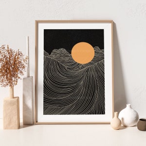 Mountain Sun Line Art Line Art Poster Line Drawing Print Line Art Modern Art Minimalist Poster Mountain Line Art Print Modern Wall Art B175