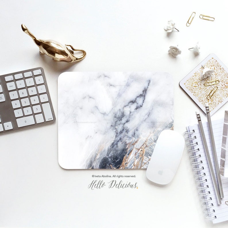 Mouse Pad White Marble Mouse Pad Home Office Mouse Pad Office Mouse Pad Personalized Mouse Pad Desk Accessories Mouse Pad Round Mouse Pad 71 image 1