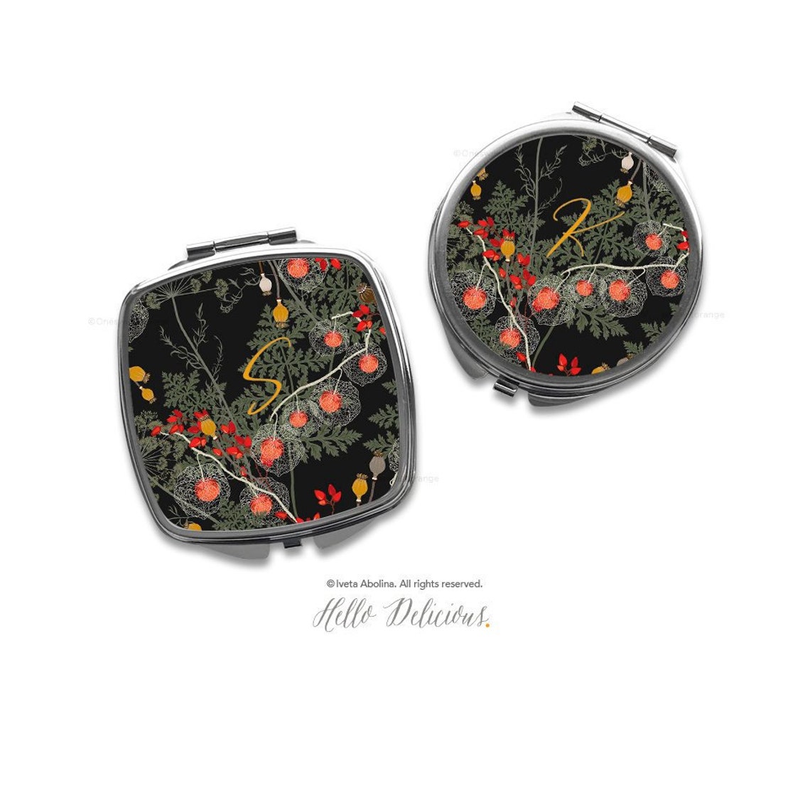 Custom Floral Wedding Compact Mirror Purse Mirror Personalized Etsy