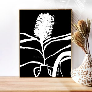 Florero Protea Arte minimalista Línea Arte Póster Dibujo lineal Impresión Arte moderno Arte mínimo Cartel Florero Arte floral Impresión Arte de pared moderno B268