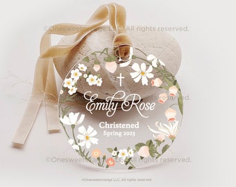 First Holy Communion Gift Personalized Cross Acrylic Ornament Christening Keepsake Communion Gift for Goddaughter Personalized Gift No.384