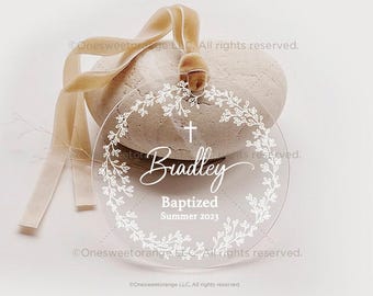 Christening Keepsake Baptism Gift Personalized Cross Acrylic Ornament Baptism Gift for Girl Gift for Goddaughter Personalized Gift No.409