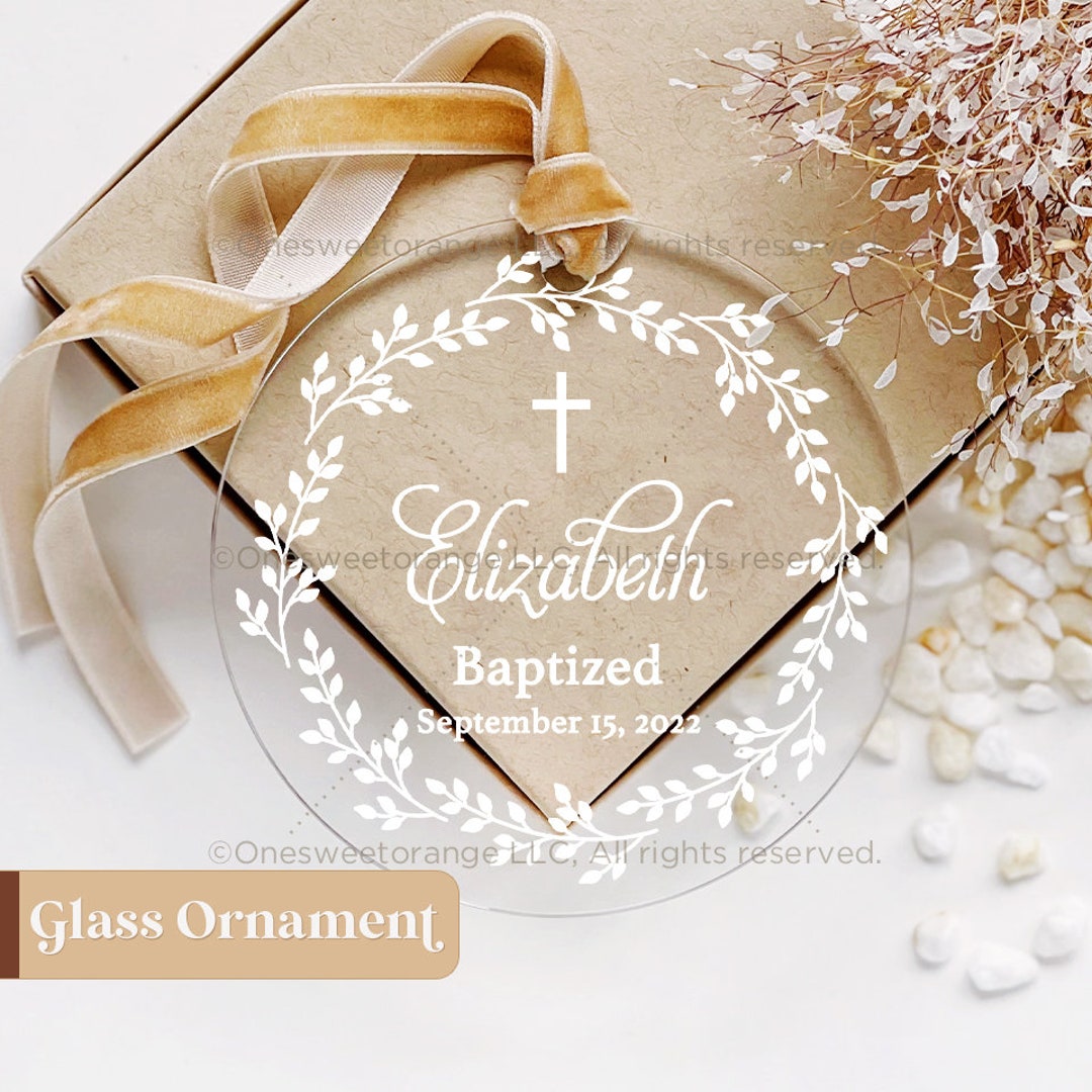 Glass Christening Keepsake Baptism Gift Personalized Cross Acrylic