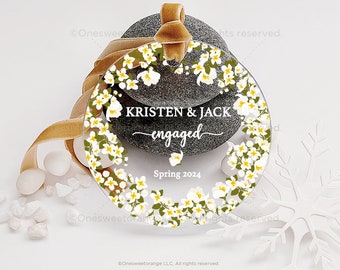 Acrylic Engaged Ornament Engagement Ornament Gift Engagement Party Gift Personalized Engagement Gift Custom Engagement Gift w Names No.330