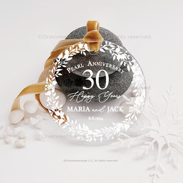 Pearl Anniversary Ornament 30th Wedding Anniversary Gift Christmas Gift for 30th Anniversary Gifts for Couples Personalized Keepsake No.158