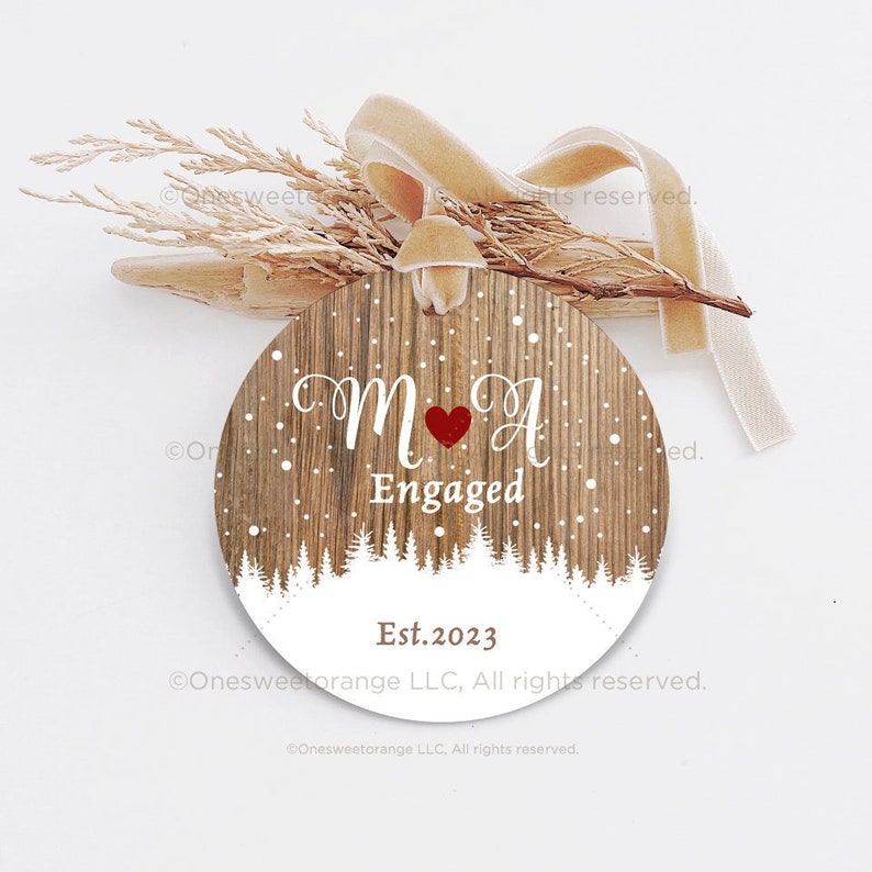 Engagement Ornament First Kiss Christmas Ornament Soon To Be Mr. & Mrs. Christmas Ornament Personalized Ornament Holiday Engagement Gift 33. image 1