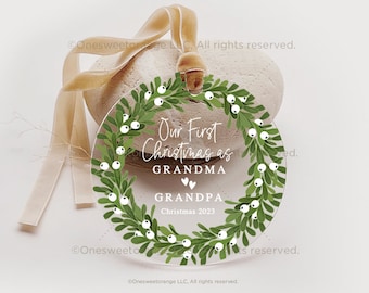 Our First Christmas As Grandparents Ornament Grandparent Gift Grandparents Christmas Ornament Personalized Grandma Grandpa Keepsake No.472