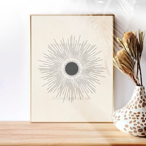 Sun Art Sunburst Minimalist Line Art Sun Wall Art Poster Sunburst Line Print Boho Art Modern Art Minimal Art Minimalist Sun Wall Art B253