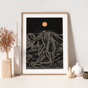 Mountain Sun Line Art Line Art Poster Line Drawing Print Line Art Modern Art Minimalist Poster Mountain Line Art Print Modern Wall Art B125