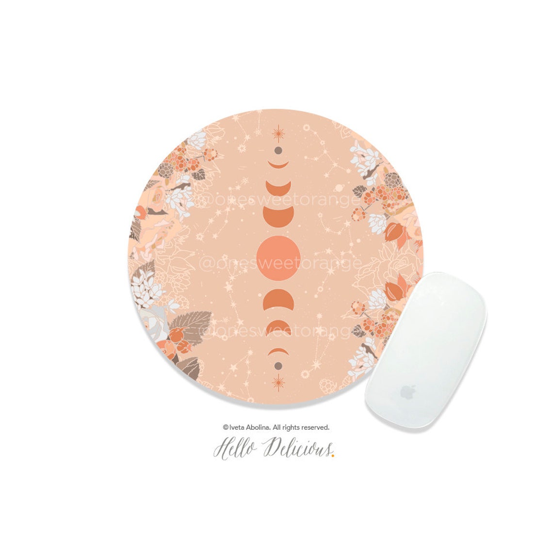 Moon Phases Mouse Pad Moon Mouse Pad Celestial Mouse Pad Etsy