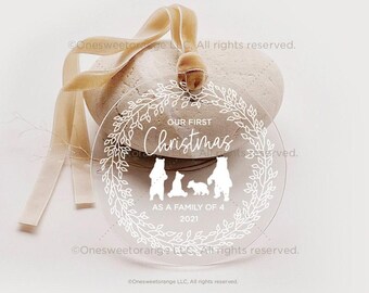 Family of 4 Christmas Ornament New Family Ornament First Christmas As A Family of Four Ornament Gift For New Parents Gift For Family No.135