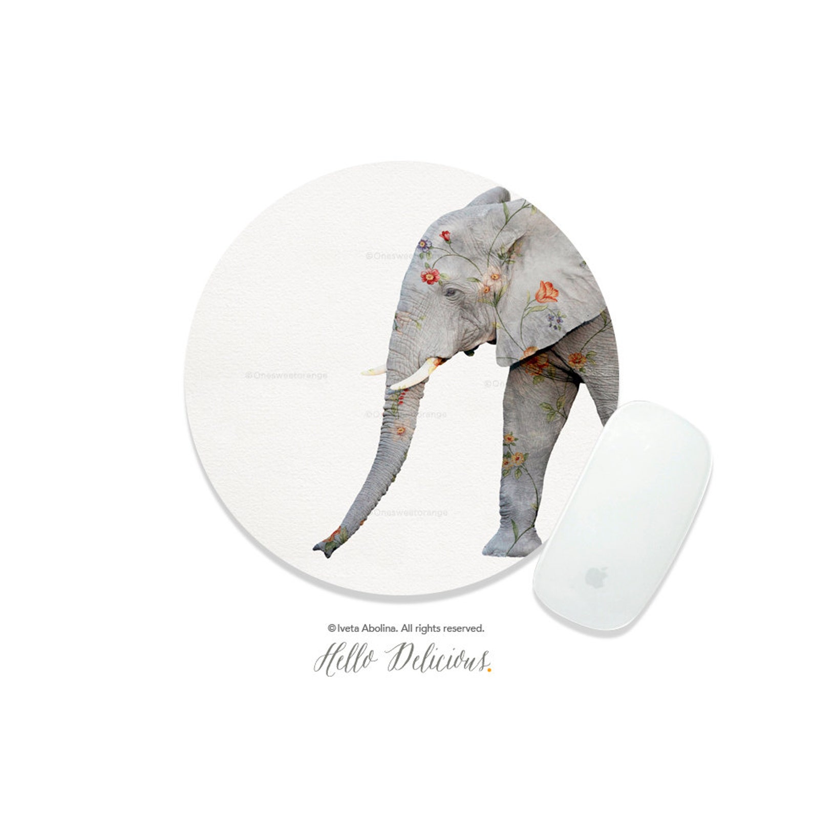 Mouse Pad Gray Elephant Mouse Pad Elephant Mouse Pad Office Etsy