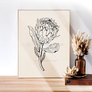 Protea Line Art Minimalist Floral Protea Print Art Line Art Poster Print Line Art Modern Art Minimal Poster Art Print Modern Wall Art B80