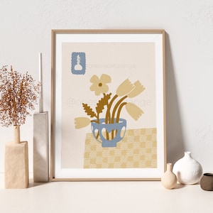 Jarrón con tulipanes arte de pared moderno bodegón impresión arte floral moderno cartel arte impresión arte moderno cuadros cartel de mesa impresión B142