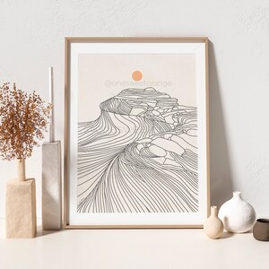 Mountain Sun Line Art Line Art Poster Line Drawing Print Line Art Modern Art Minimalist Poster Mountain Line Art Print Modern Wall Art B505