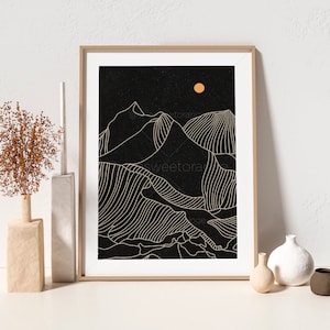 Mountain Sun Line Art Line Art Poster Line Drawing Print Line Art Modern Art Minimalist Poster Mountain Line Art Print Modern Wall Art B260