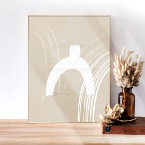 Arte de jarrón moteado de mediados de siglo Arte de línea minimalista Arcos desvanecidos Arte de pared Póster Dibujo de línea Impresión Arte bohemio Arte moderno Arcos Arte de pared B310