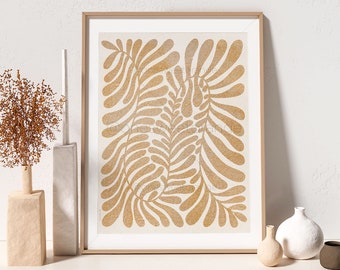 Terra Cotta Leaves Minimalist Art Line Art Poster Line Drawing Print Line Art Modern Art Minimal Poster Botany Leaf Art Print Wall Art B421