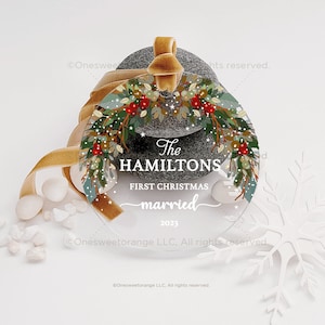 First Christmas Married Ornament Newlywed Gift Mr & Mrs Christmas Ornament Personalized Mr Mrs Wedding Ornament Wedding Gift Keepsake No.561