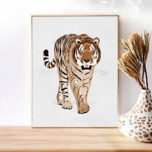 Tiger Print Tiger Art Tiger Poster Print Line Art Modern Art Minimal Boho Poster Safari Tiger Art Tiger Print Modern Tiger Wall Art B327
