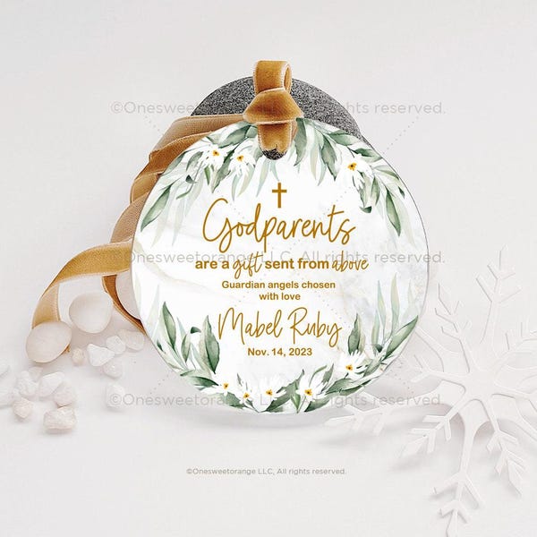 Godparents Acrylic Ornament Godparents Gift Godparents Gift from Godchild Christmas Ornament Baptism Gift to Godmother and Godfather No.525