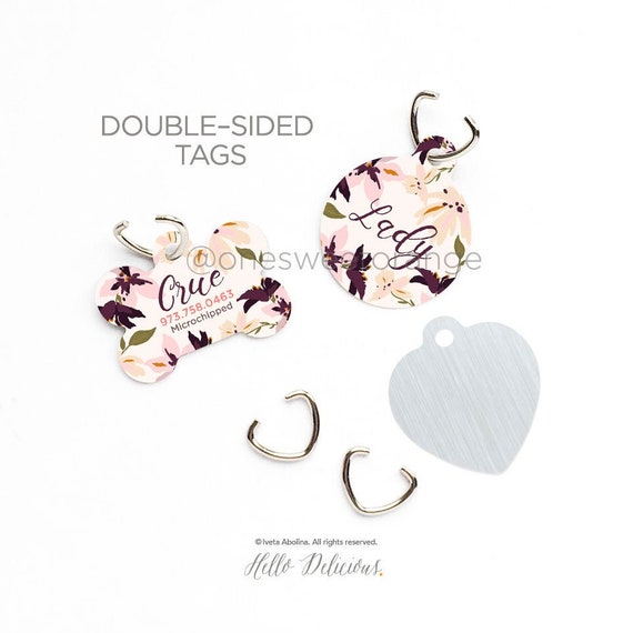 Buy Floral Dog Tag Collar Tag Dog Tags for Dogs Rose Dog ID Tag