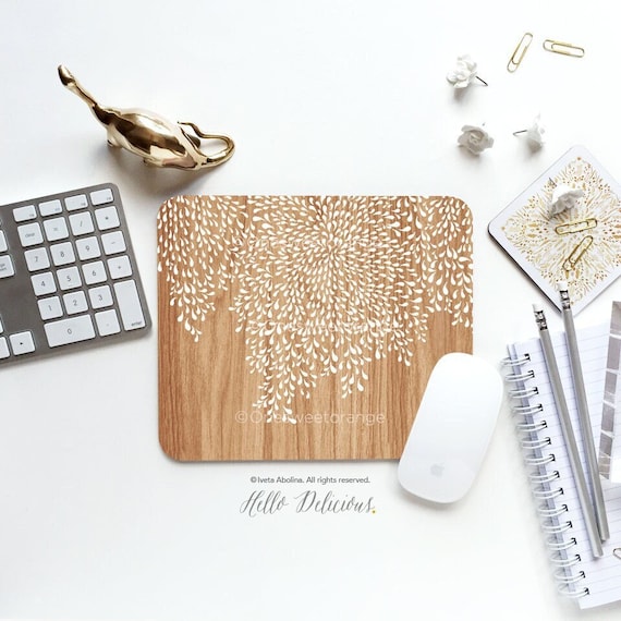 Mouse Pad Floral Mouse Pad Faux Wood Mouse Pad Office Mouse Pad Personalized Mouse Pad Desk Accessories Mouse Pad Round Mouse Pad 92
