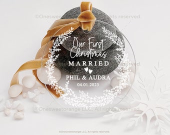 First Christmas Married Ornament Newlywed Gift Mr & Mrs Christmas Ornament Personalized Mr Mrs Wedding Ornament Wedding Gift Keepsake No.25