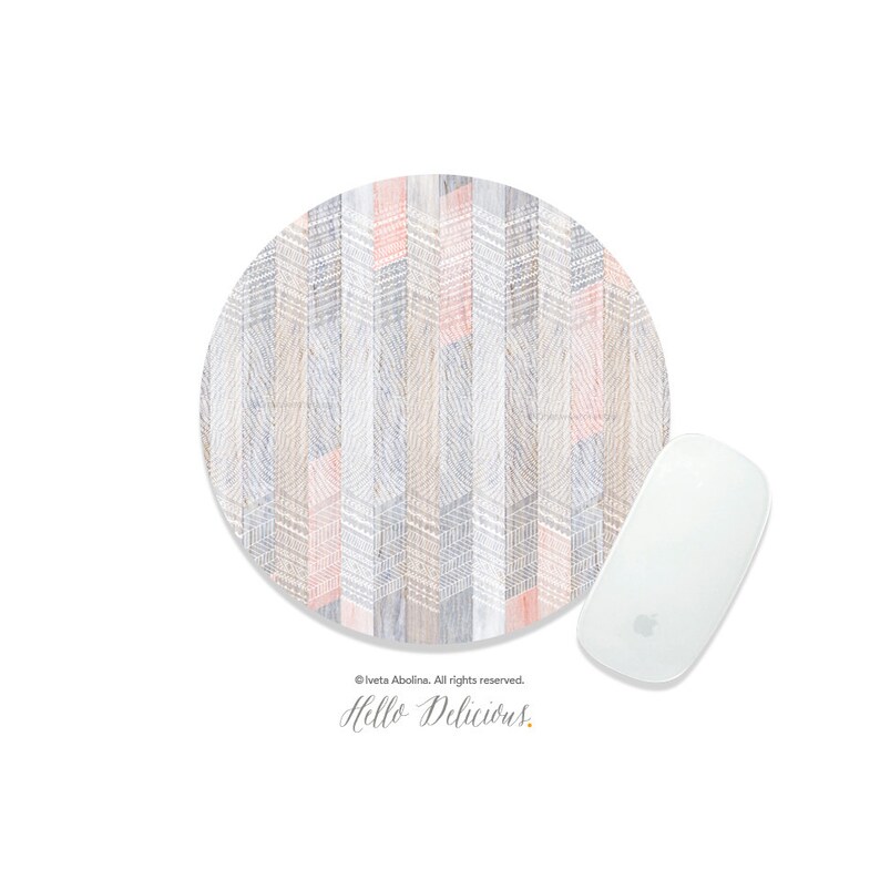 Mouse Pad Farmhouse Peach Mouse Pad Chevron Mouse Pad Office Etsy
