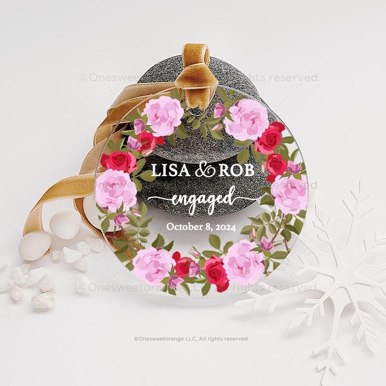 Acrylic Engaged Ornament Engagement Ornament Gift Engagement Party Gift
