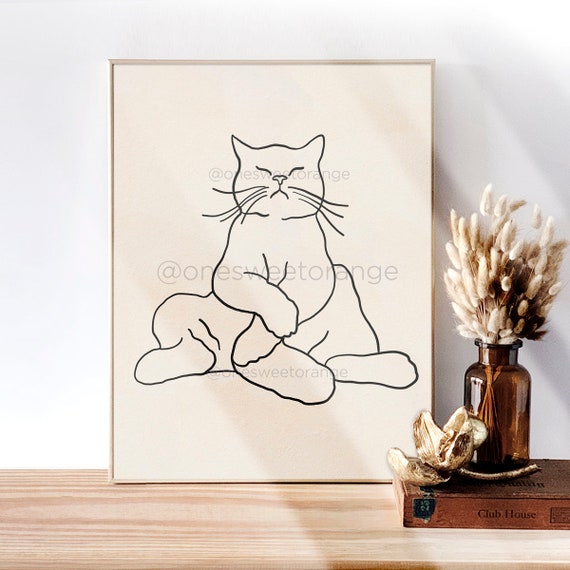 Cat Line Art Minimalist Art Poster Cat Line Drawing Print Line Art Modern Art Minimal Poster Nordic Graphic Art Print Modern Wall Art B207