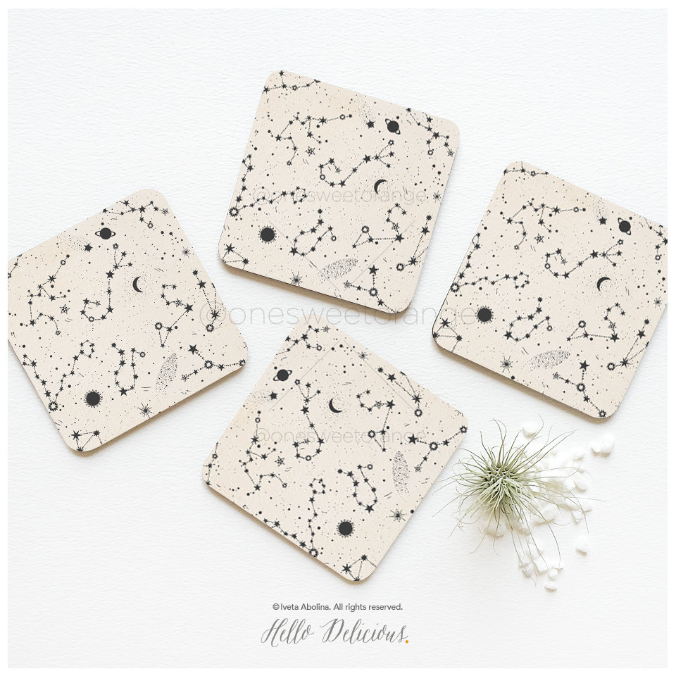 Constellations Coasters Star Constellation Coaster Set of 4 Moon Coasters Star Constellation ...