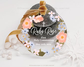 First Holy Communion Gift Personalized Cross Acrylic Ornament Christening Keepsake Communion Gift for Goddaughter Personalized Gift No.597