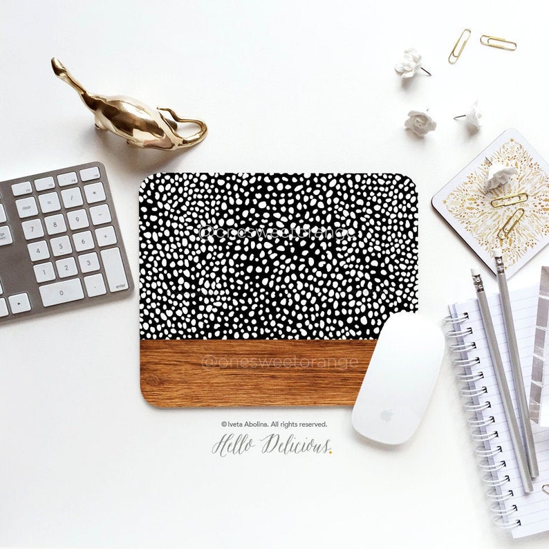 Mouse Pad Wood Polka Dots Mouse Pad Boho Mouse Pad Office Mouse Pad Personalized Mouse Pad Desk Accessories Mouse Pad Round Mouse Pad 162